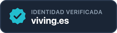 Sello para fondo oscuro: identidad verificada en Viving.es